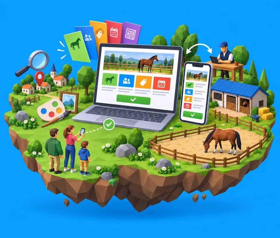 Sito web di centro ippico su un computer